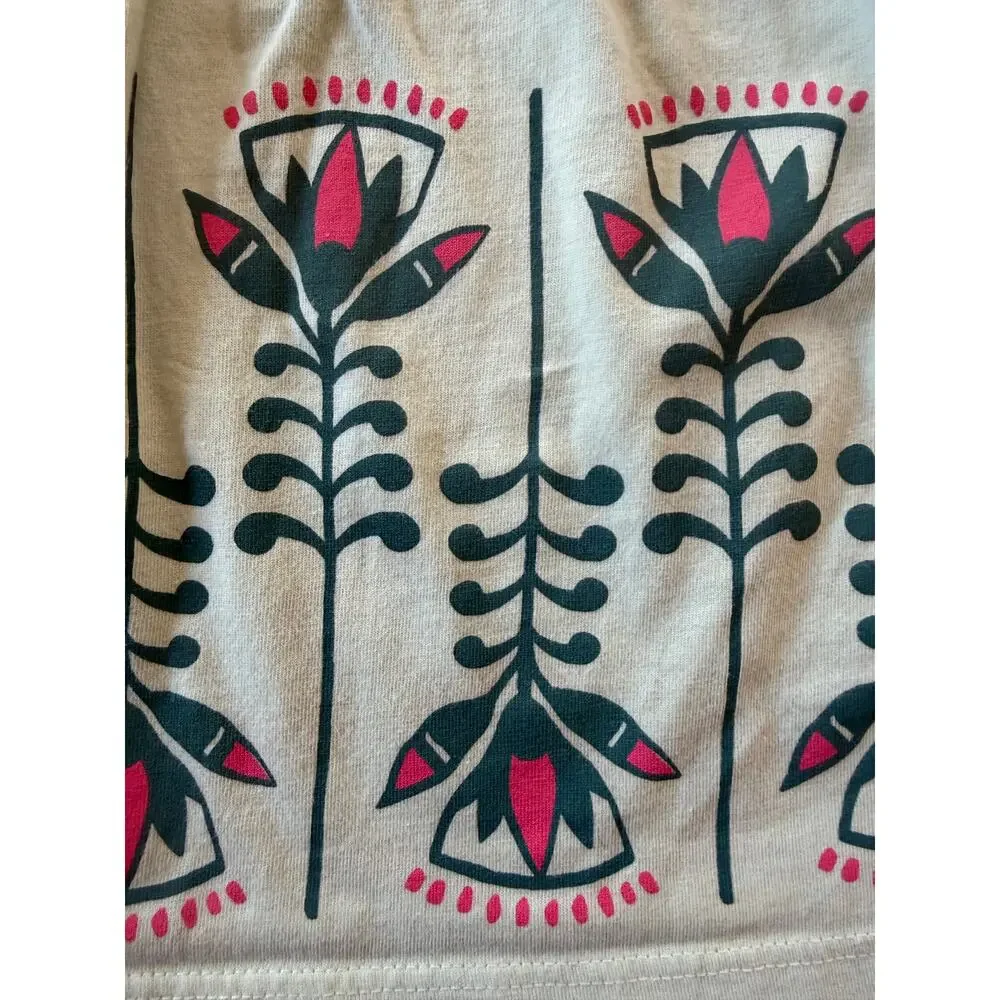 Tea Collection Folk Floral Border Print Flutter Sleeve Top Girls 9-12M - Picture 3 of 4